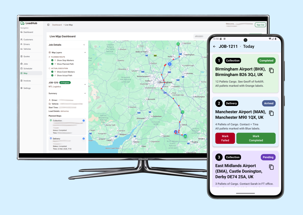 LoadHub map with android app.