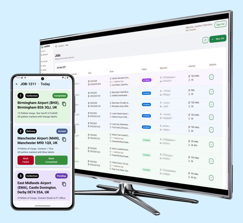 Image showing a screen. Next to it is a image of the Android mobile application.